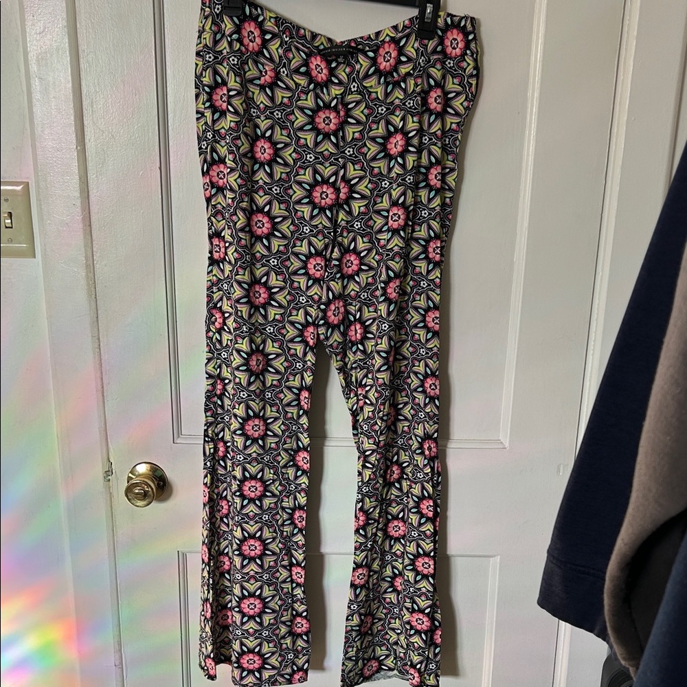 Torrid Black and Pink Floral Boot Cut Pants